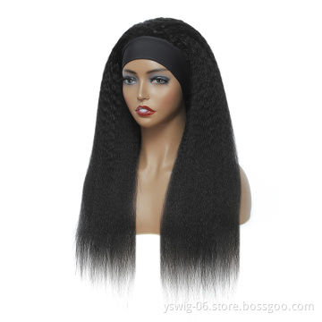 Wholesale Headband Kinky Straight Ponytail Human Hair Wig, Headband Wig Human Hair for Black Women, Remy Human Hair Headband Wig